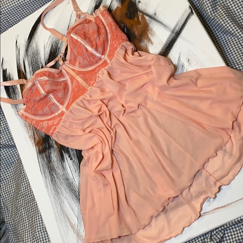 Torrid 1 Plus Size Peach Babydoll Lingerie Nightie